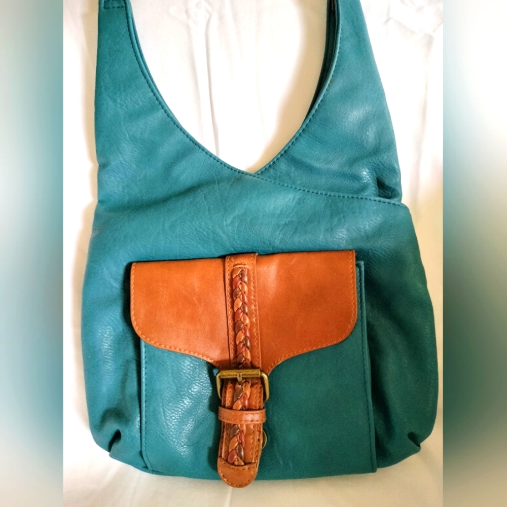 Bueno Crossbody Handbag Purse Blue/Tan Medium NWOT